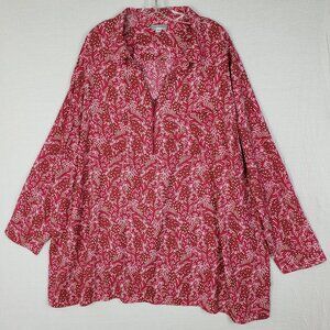 Catherines Breezeway Half-Zip Shirt Blouse Tunic Top Abstract Print Boho size 5X